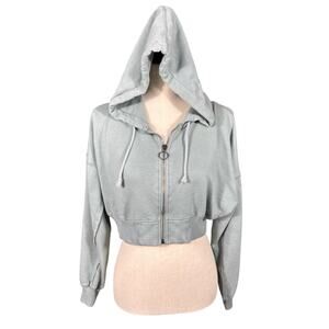 Aeropostale Cropped Full Zip Jacket Hoodie Blue Women's XS Activewear Casual